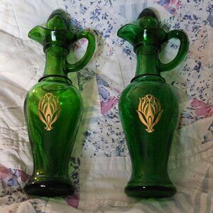 Vintage Avon emerald green glass bath oil container